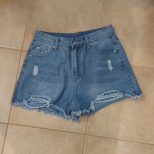 Trendy Distressed Blue Jean Shorts for Women